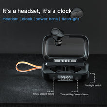 Load image into Gallery viewer, A13 TWS CVC8.0 and DSP Dual Noise Cancelling Touch Bluetooth Earphone with Charging Box, Support LED Digital Display &amp; Clock &amp; Flashlight &amp; HD Call &amp; Siri &amp; Power Bank