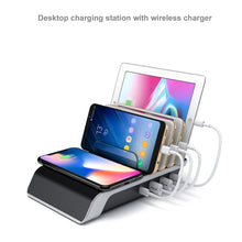 Load image into Gallery viewer, UD09 4 USB Ports Qi Standard Wireless Charger Phone Desktop Stand Holder, US Plug