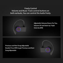 Load image into Gallery viewer, JHO-A9 TWS  Wireless Hanging Ear Type Bluetooth Earphone with Charging + Storage Integrated Zipper Bag, Support Voice Control, JHO-A9