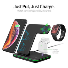 Load image into Gallery viewer, Z5 QI Vertical Magnetic Wireless Charger for Mobile Phones &amp; Apple Watches &amp; AirPods / Xiaomi Redmi AirDots, with Touch Ring Light