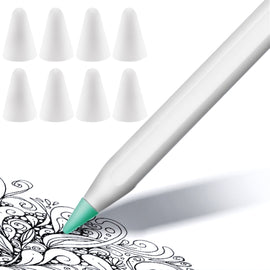 8 PCS Non-slip Mute Wear-resistant Nib Cover for Apple Pencil 1 / 2, White, Dark Blue, Mint Green, Transparent