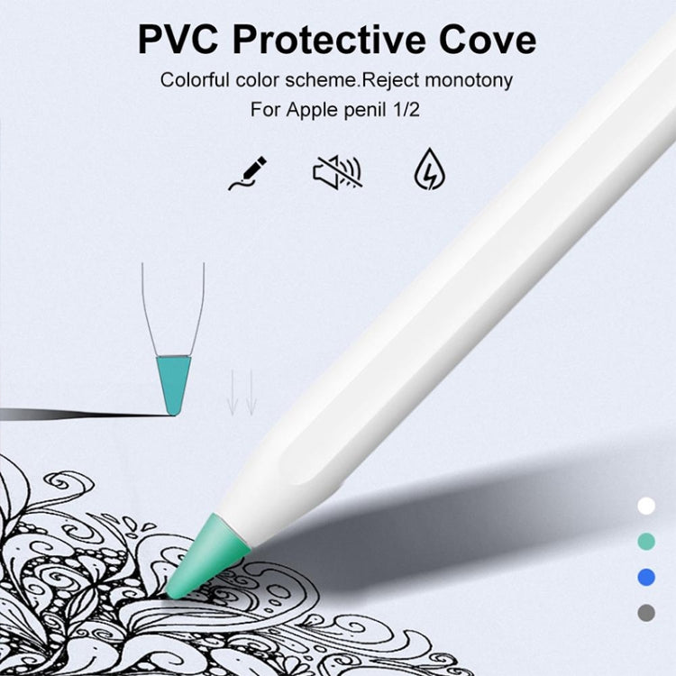 8 PCS Non-slip Mute Wear-resistant Nib Cover for Apple Pencil 1 / 2, White, Dark Blue, Mint Green, Transparent