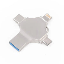 Load image into Gallery viewer, Cross 4 in 1 128GB 8 Pin + Micro USB + USB-C / Type-C + USB 3.0 Metal Flash Disk, 128GB