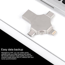 Load image into Gallery viewer, Cross 4 in 1 128GB 8 Pin + Micro USB + USB-C / Type-C + USB 3.0 Metal Flash Disk, 128GB