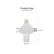 Load image into Gallery viewer, Cross 4 in 1 128GB 8 Pin + Micro USB + USB-C / Type-C + USB 3.0 Metal Flash Disk, 128GB