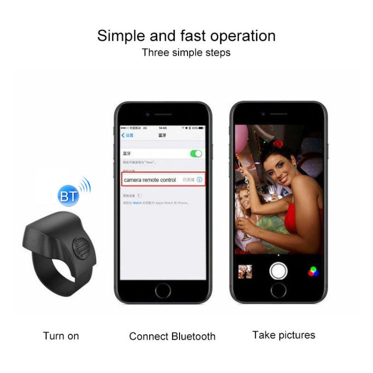 EPSK-010 Bluetooth 5.1 Phone Camera Controller Selfie Remote Control Ring