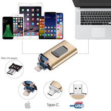 Load image into Gallery viewer, Richwell 3 in 1 16G Type-C + 8 Pin + USB 3.0 Metal Push-pull Flash Disk with OTG Function