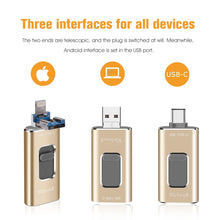 Load image into Gallery viewer, Richwell 3 in 1 16G Type-C + 8 Pin + USB 3.0 Metal Push-pull Flash Disk with OTG Function