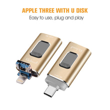 Load image into Gallery viewer, Richwell 3 in 1 16G Type-C + 8 Pin + USB 3.0 Metal Push-pull Flash Disk with OTG Function