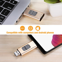 Load image into Gallery viewer, Richwell 3 in 1 64G Type-C + 8 Pin + USB 3.0 Metal Push-pull Flash Disk with OTG Function