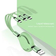 Load image into Gallery viewer, 3.5A Liquid Silicone 3 in 1 USB to USB-C / Type-C + 8Pin + Micro USB Retractable Data Syn Charging Cable