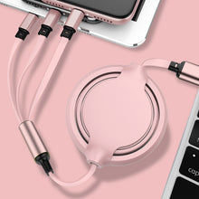 Load image into Gallery viewer, 3.5A Liquid Silicone 3 in 1 USB to USB-C / Type-C + 8Pin + Micro USB Retractable Data Syn Charging Cable