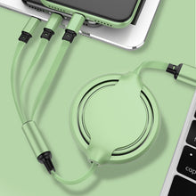 Load image into Gallery viewer, 3.5A Liquid Silicone 3 in 1 USB to USB-C / Type-C + 8Pin + Micro USB Retractable Data Syn Charging Cable