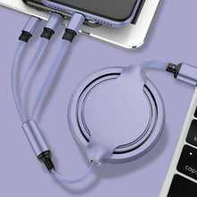 Load image into Gallery viewer, 3.5A Liquid Silicone 3 in 1 USB to USB-C / Type-C + 8Pin + Micro USB Retractable Data Syn Charging Cable