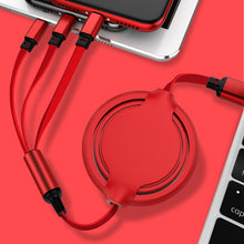 Load image into Gallery viewer, 3.5A Liquid Silicone 3 in 1 USB to USB-C / Type-C + 8Pin + Micro USB Retractable Data Syn Charging Cable