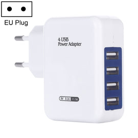HT-CD03 15.5W 5V 3.1A 4-Port USB Wall Charger Travel Charger, EU Plug