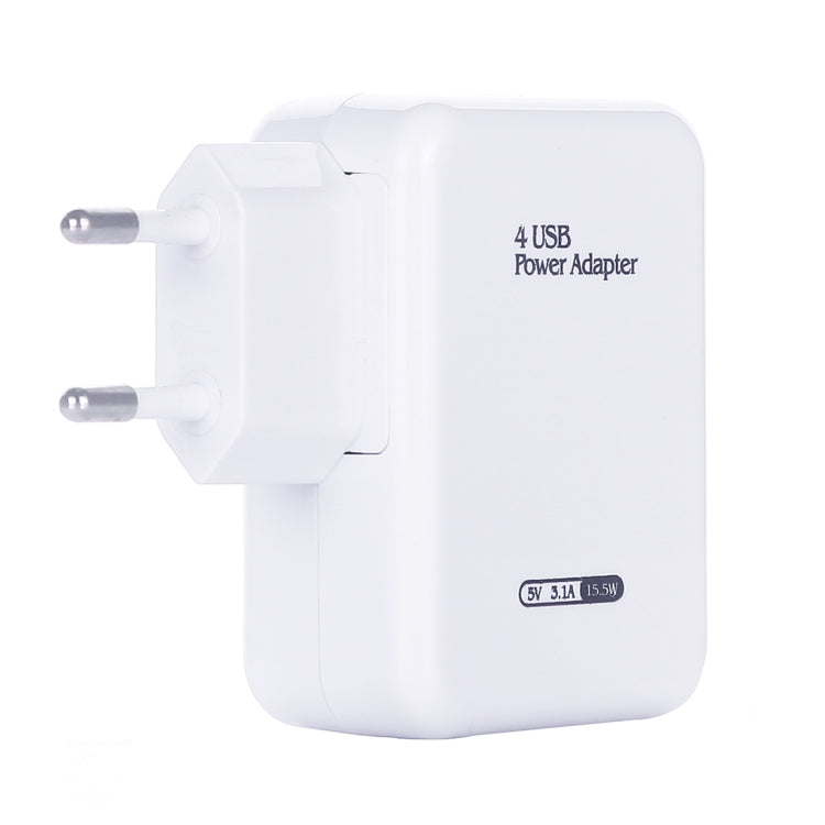 HT-CD03 15.5W 5V 3.1A 4-Port USB Wall Charger Travel Charger, EU Plug