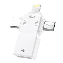 Load image into Gallery viewer, USB 2.0 to 8 Pin + USB-C / Type-C + Micro USB  OTG Adapter