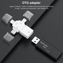 Load image into Gallery viewer, USB 2.0 to 8 Pin + USB-C / Type-C + Micro USB  OTG Adapter
