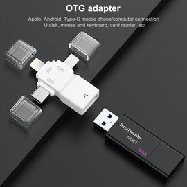 USB 2.0 to 8 Pin + USB-C / Type-C + Micro USB  OTG Adapter