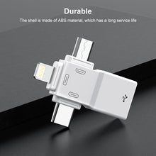 Load image into Gallery viewer, USB 2.0 to 8 Pin + USB-C / Type-C + Micro USB  OTG Adapter