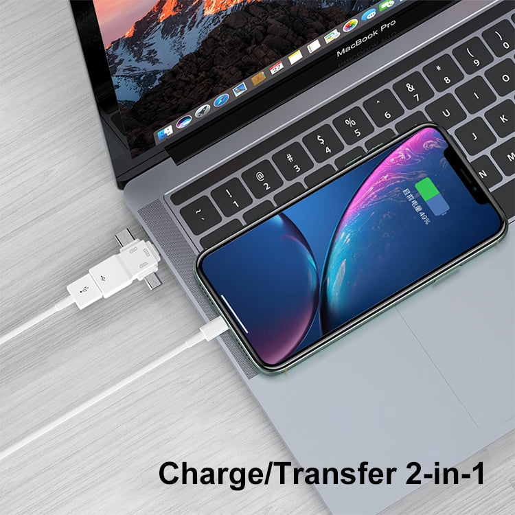 USB 2.0 to 8 Pin + USB-C / Type-C + Micro USB  OTG Adapter