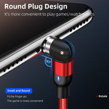 Load image into Gallery viewer, 1m 2A Output 3 in 1 USB to 8 Pin + USB-C / Type-C + Micro USB Nylon Braided Rotate Magnetic Charging Cable