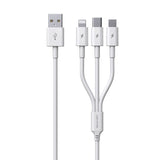 WK WDC-111 5A 3 In 1 8 Pin + Micro + Type-C / USB-C Multi-function Super-fast Charging Cable, Length: 1.3m