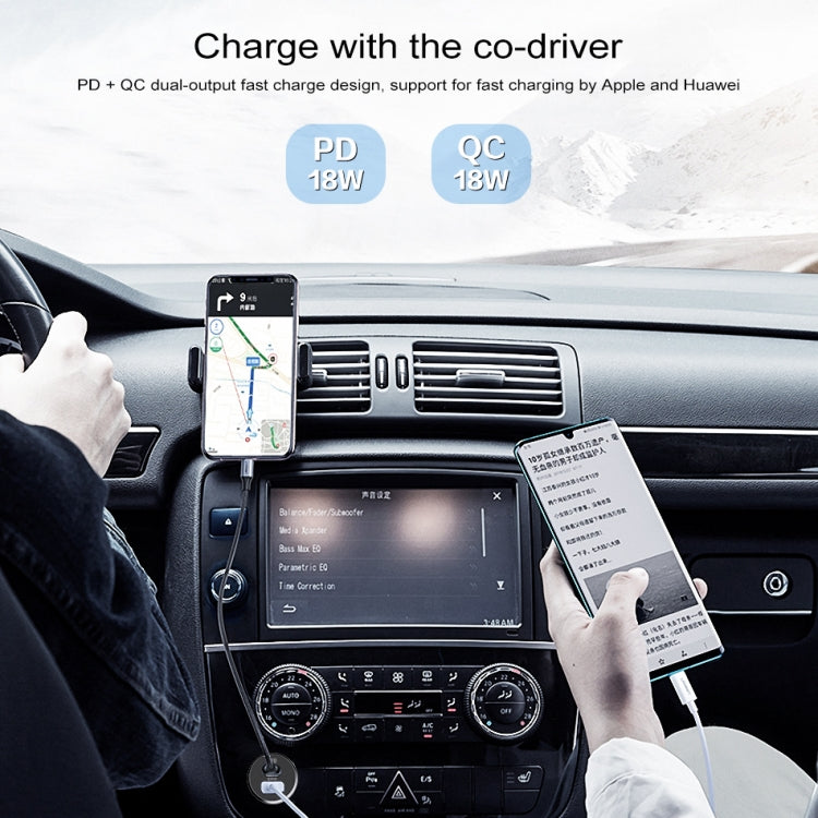 awei C-822 18W PD 8 Pin + 18W QC 3.0 USB Interface Car Charger, C-822