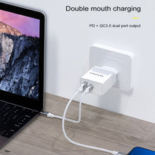 Load image into Gallery viewer, awei C-980 18W PD USB-C / Type-C + QC 3.0 USB Interface Fast Charging Travel Charger, EU Plug