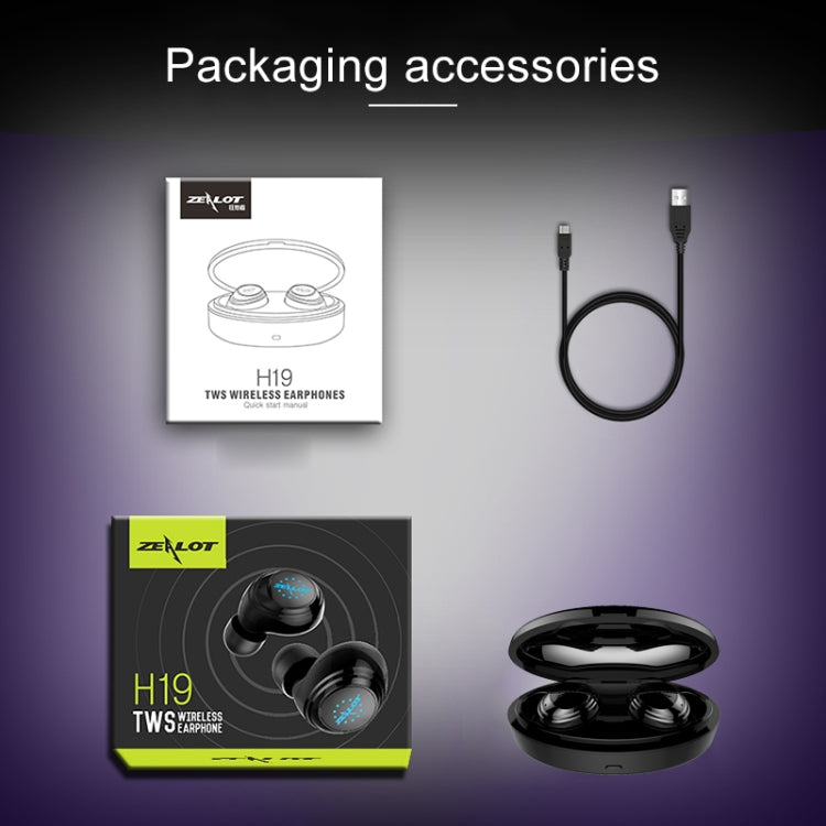 ZEALOT H19 TWS Bluetooth 5.0 Touch Wireless Bluetooth Earphone with Magnetic Charging Box, Support HD Call & Bluetooth Automatic Connection