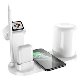 WS6 10W 2 USB Ports + USB-C / Type-C Port Multi-function Desk Lamp + Qi Wireless Charging Charger