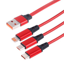 Load image into Gallery viewer, 1.2m 3 in 1 USB to USB-C / Type-C + 8Pin + Micro USB Retractable Data Syn Charging Cable
