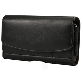 Lambskin Elastic Band Men 5.2 Inch Mobile Phone Universal Hanging Waist Leather Case with Card Slot,