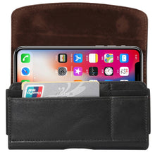 Load image into Gallery viewer, Lambskin Elastic Band Men 5.2 Inch Mobile Phone Universal Hanging Waist Leather Case with Card Slot,