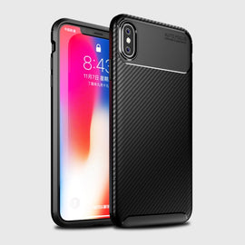For iPhone X / XS Beetle Shape Carbon Fiber Texture Shockproof TPU Case