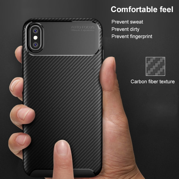 For iPhone X / XS Beetle Shape Carbon Fiber Texture Shockproof TPU Case