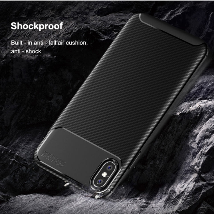 For iPhone X / XS Beetle Shape Carbon Fiber Texture Shockproof TPU Case
