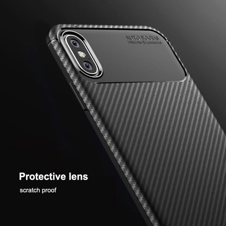 For iPhone X / XS Beetle Shape Carbon Fiber Texture Shockproof TPU Case
