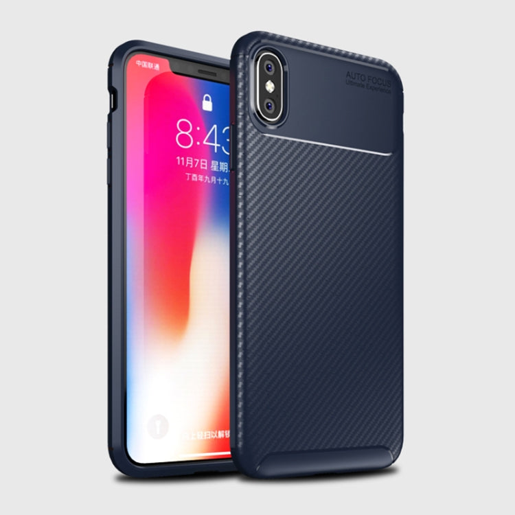 For iPhone X / XS Beetle Shape Carbon Fiber Texture Shockproof TPU Case