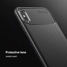 Load image into Gallery viewer, For iPhone X / XS Beetle Shape Carbon Fiber Texture Shockproof TPU Case, For iPhone X / XS