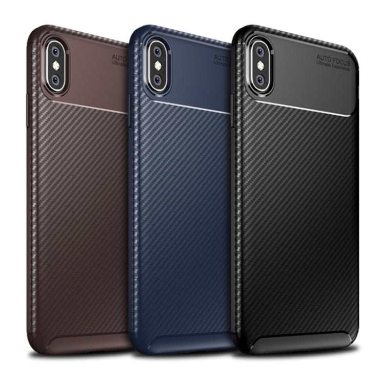 For iPhone X / XS Beetle Shape Carbon Fiber Texture Shockproof TPU Case