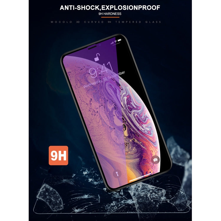 For iPhone 11 Pro / XS / X mocolo 0.33mm 9H 3D Round Edge Anti Blue-ray Tempered Glass Film