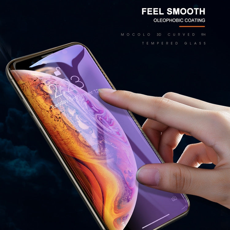 For iPhone 11 Pro / XS / X mocolo 0.33mm 9H 3D Round Edge Anti Blue-ray Tempered Glass Film