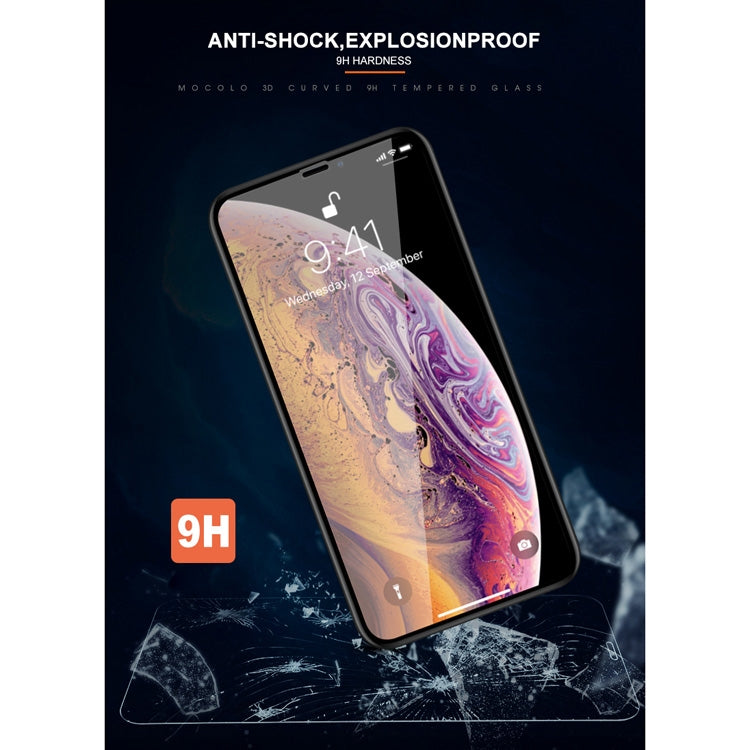 For iPhone XS / X mocolo 0.33mm 9H 3D Round Edge Tempered Glass Film
