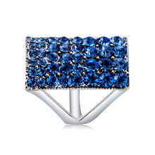 Load image into Gallery viewer, Silver-Plated Rectangle with Blue Crystal Ring for Women(Silver with Diamond, US, Size: 7), Size: 7
