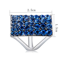 Load image into Gallery viewer, Silver-Plated Rectangle with Blue Crystal Ring for Women(Silver with Diamond, US, Size: 7), Size: 7