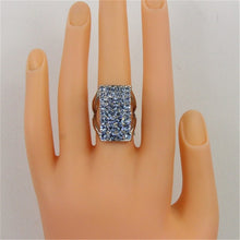 Load image into Gallery viewer, Silver-Plated Rectangle with Blue Crystal Ring for Women(Silver with Diamond, US, Size: 7), Size: 7