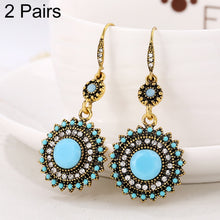 Load image into Gallery viewer, 2 Pairs Ethnic Sun Flower Style Rhinestone Earrings Long Earbobs, JEW2030JL, JEW2030JR, JEW2030SB, JEW2030SD, JEW2030SL, JEW2030SR