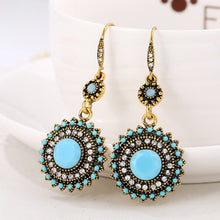 Load image into Gallery viewer, 2 Pairs Ethnic Sun Flower Style Rhinestone Earrings Long Earbobs, JEW2030JL, JEW2030JR, JEW2030SB, JEW2030SD, JEW2030SL, JEW2030SR